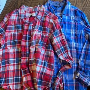 2 Size M plaid shirts -Tommy Hilfiger (Blue) &Universal Thread brand (pink&blue)